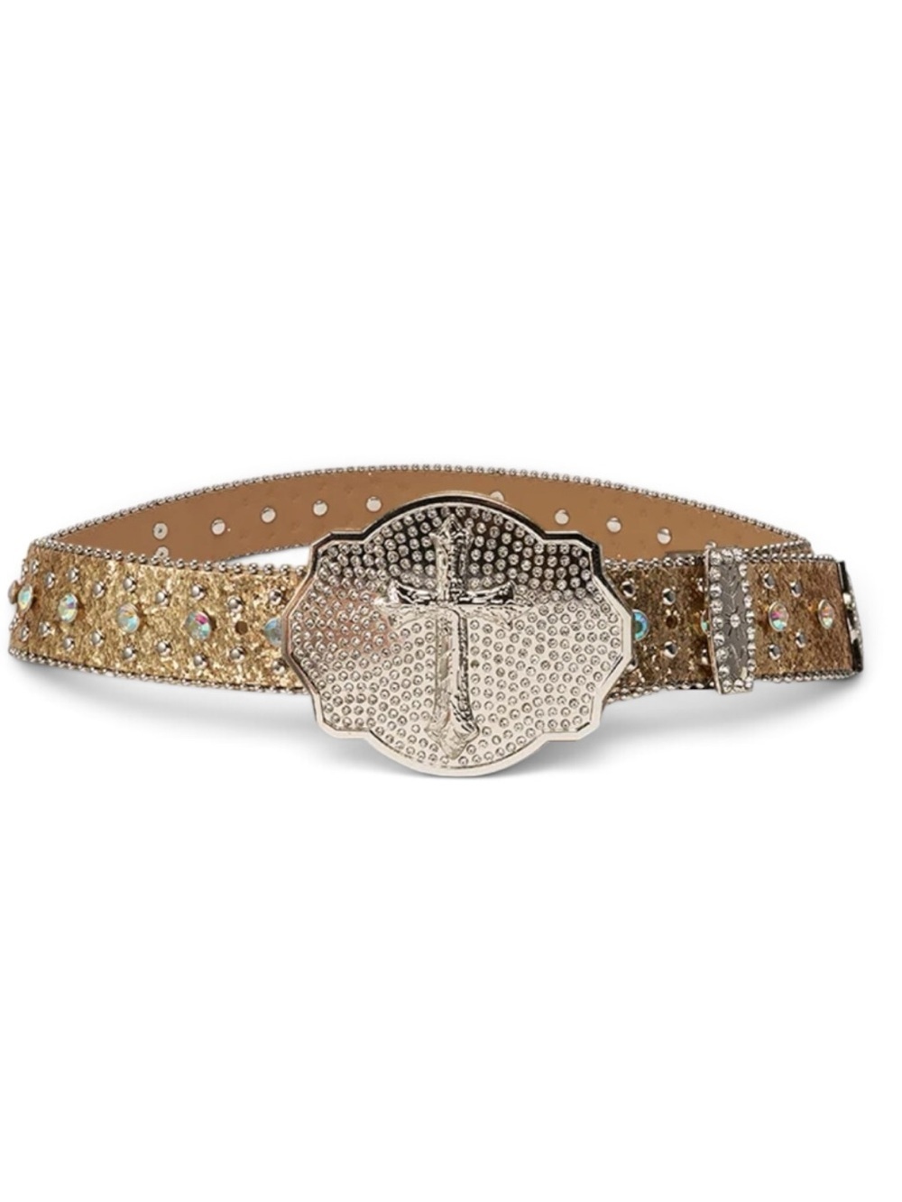 🔥🔥AKIRA Gold Crystal Embellished Women’s Belt with Silver Decorative Buckle